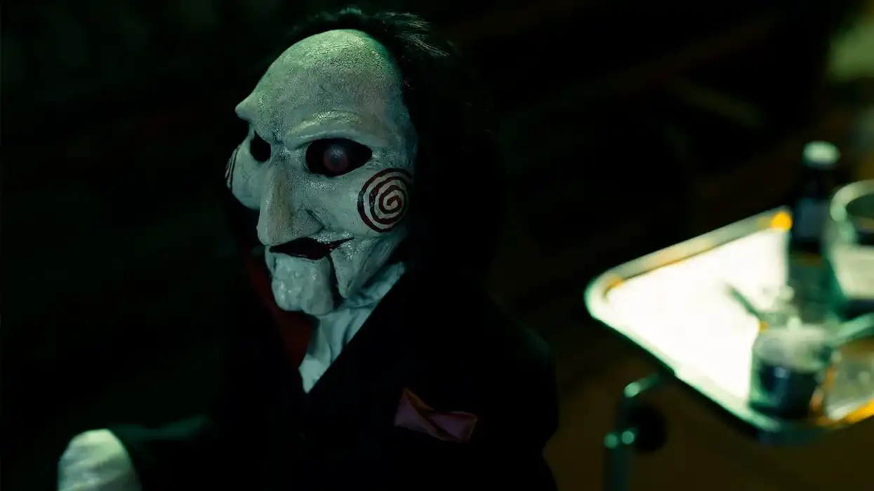 The Jigsaw dummy on a tricycle in 'Saw X'