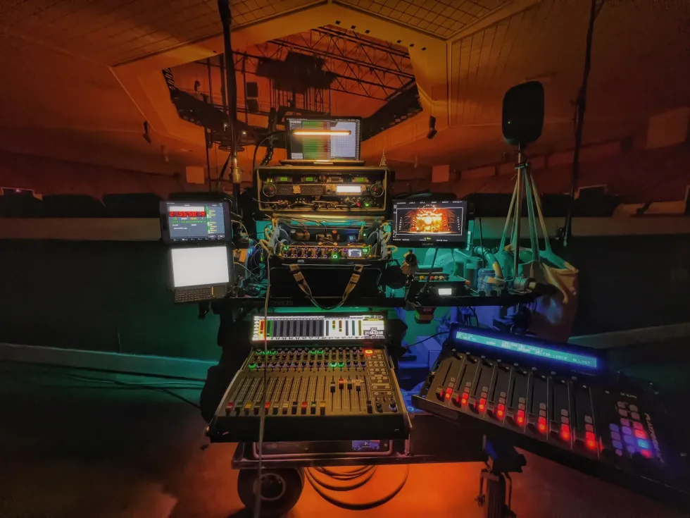 The sound mixing set up for 'Daisy Jones & the Six'