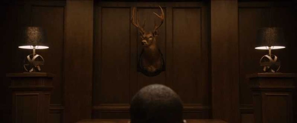 The stuffed deer head