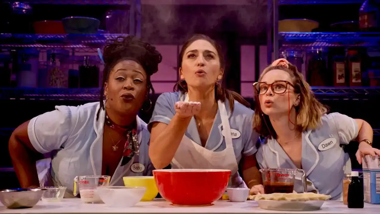 Three women blowing a kiss on 'Waitress, the Musical -- Live on Broadway!'