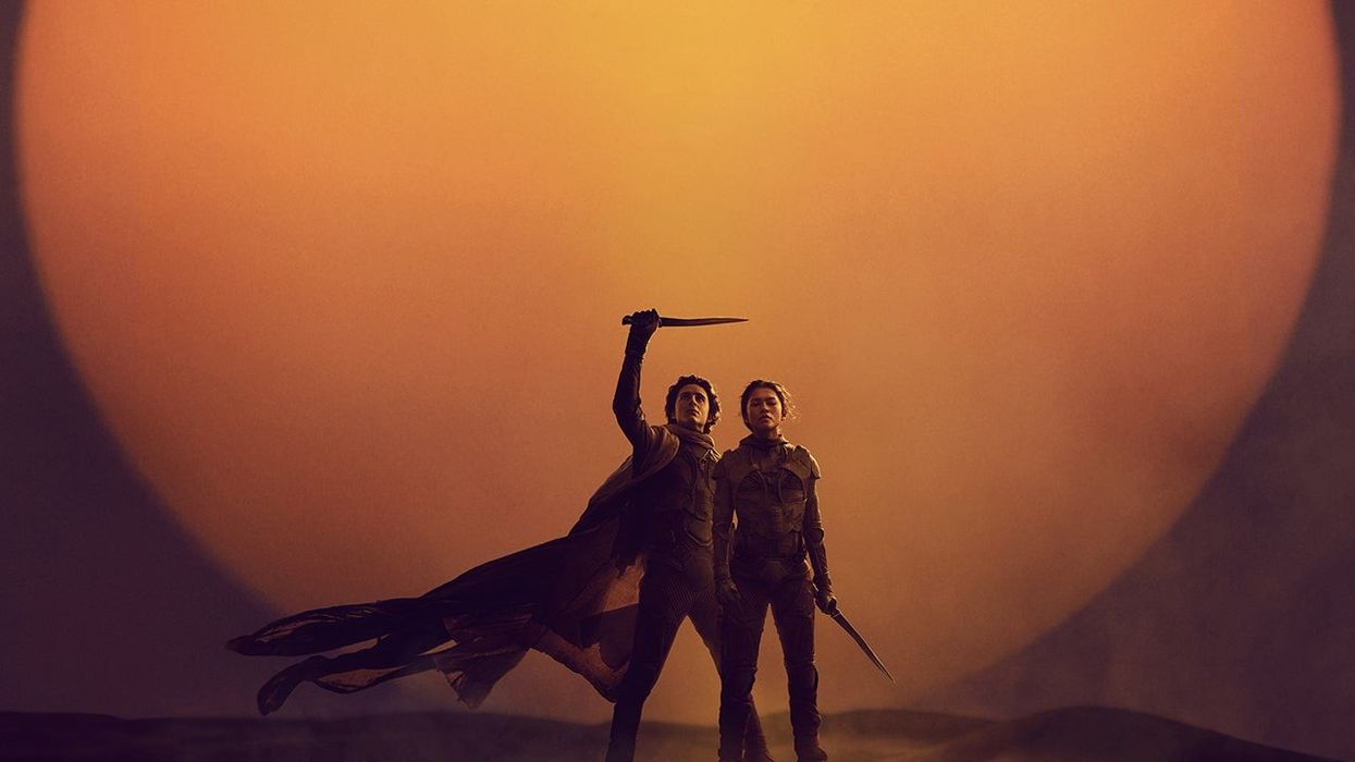 Timothée Chalamet as Paul Atreides and Zendaya as Chani on Arrakis in 'Dune: Part Two'