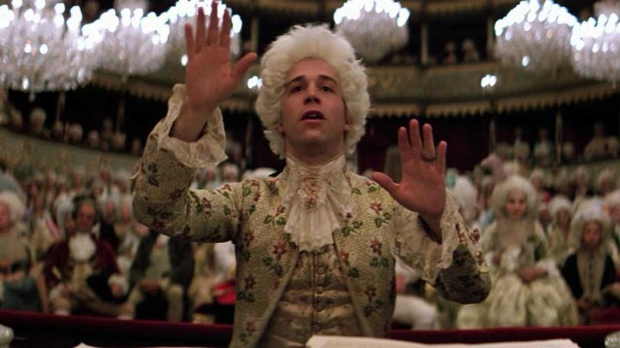 Tom Hulce as Wolfgang Amadeus Mozart conducting in 'Amadeus'