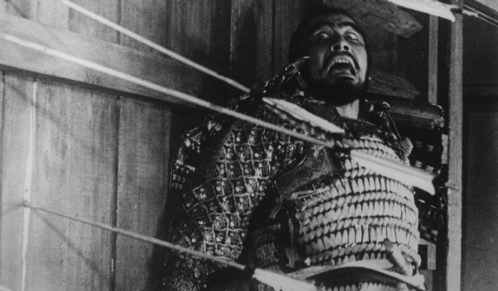 Toshiro Mifune as Taketoki Washizu dodging arrows in 'Throne of Blood'
