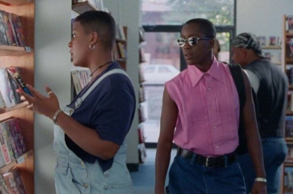 Two women in a video store, 'The Watermelon Woman'