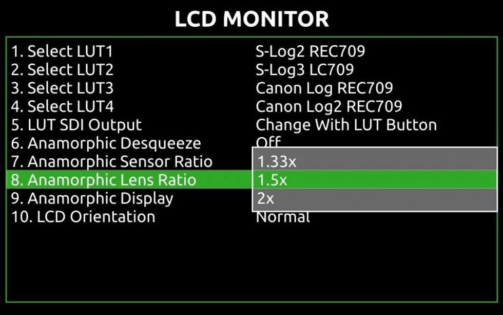 Video Device PIX Screen-AnamorphicLensRatio