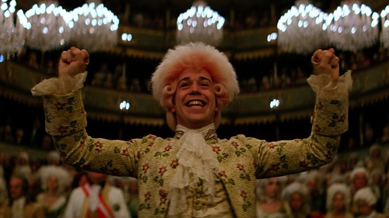 Wolfgang Amadeus Mozart, played by Tom Hulce, conducting an opera in 'Amadeus'