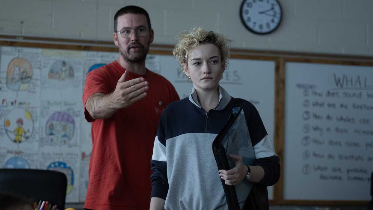 Writer/Director Zach Cregger and Julia Garner on the set of New Line Cinema’s Weapons, a Warner Bros. Pictures release.