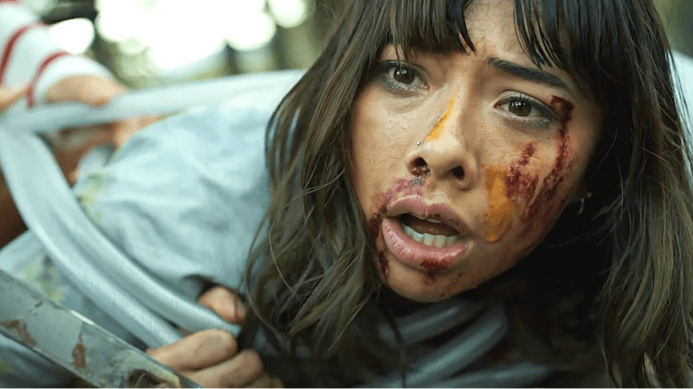 Xochitl Gomez as Sasha in the 2026 horror-thriller film Hive, directed by Felipe Vargas