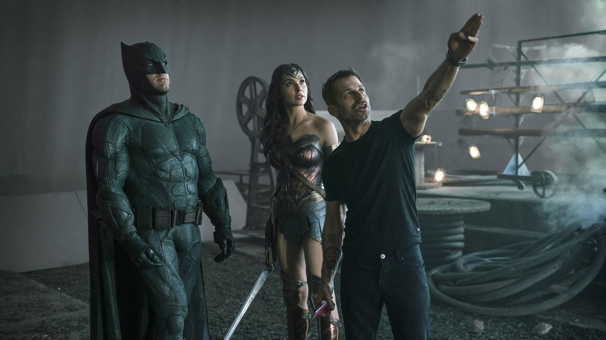 Zack Snyder directing on the set of 'Justice League'