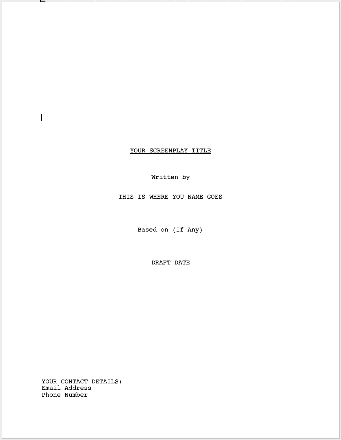 How to Format Your Screenplay for Filmmakers (Movie Script Template) Within Microsoft Word Screenplay Template