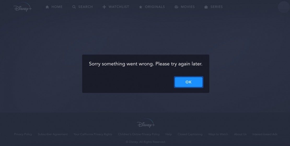 Disney+ error message