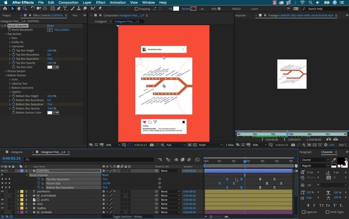 Import Instagram and Twitter Posts into Adobe After Effects