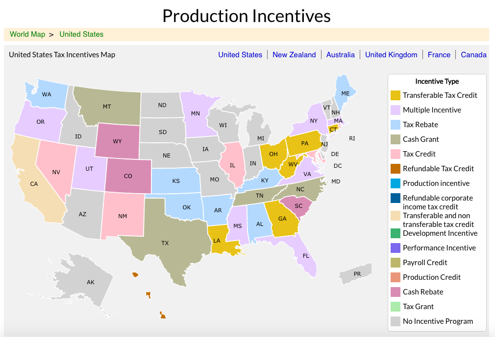Which States Have Film Tax Incentives?