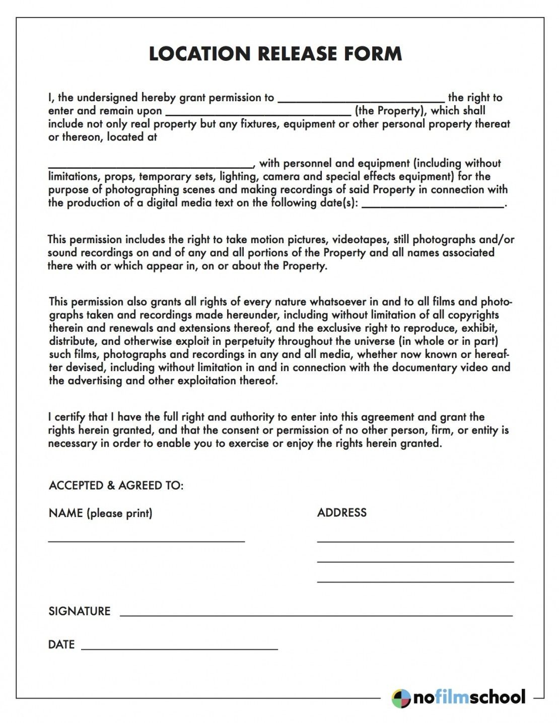 Location Release Form