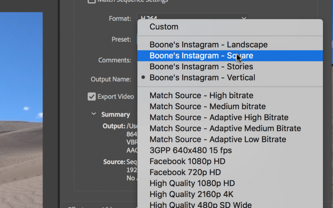 adobe premiere pro mac export settings