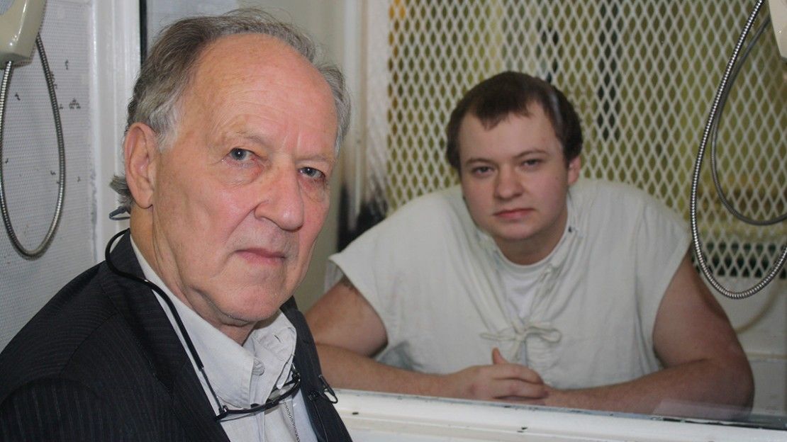 Werner Herzog interviewing an inmate for 'On Death Row'