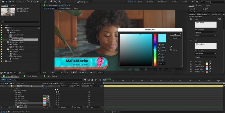 Adobe After Effects Essential Properties Panel