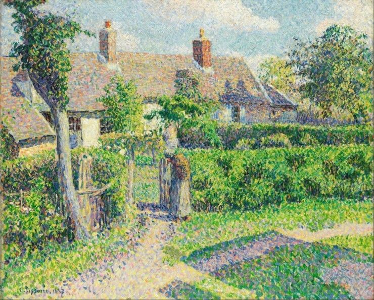 'Peasants' houses, Eragny,' Camille Pissarro (1887)