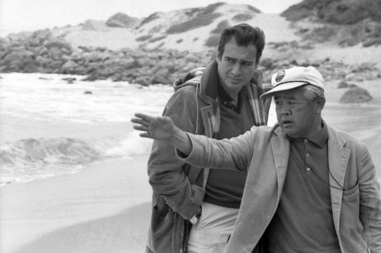 James Wong Howe with director John Frankenheimer on the set of 'Seconds' (1966)