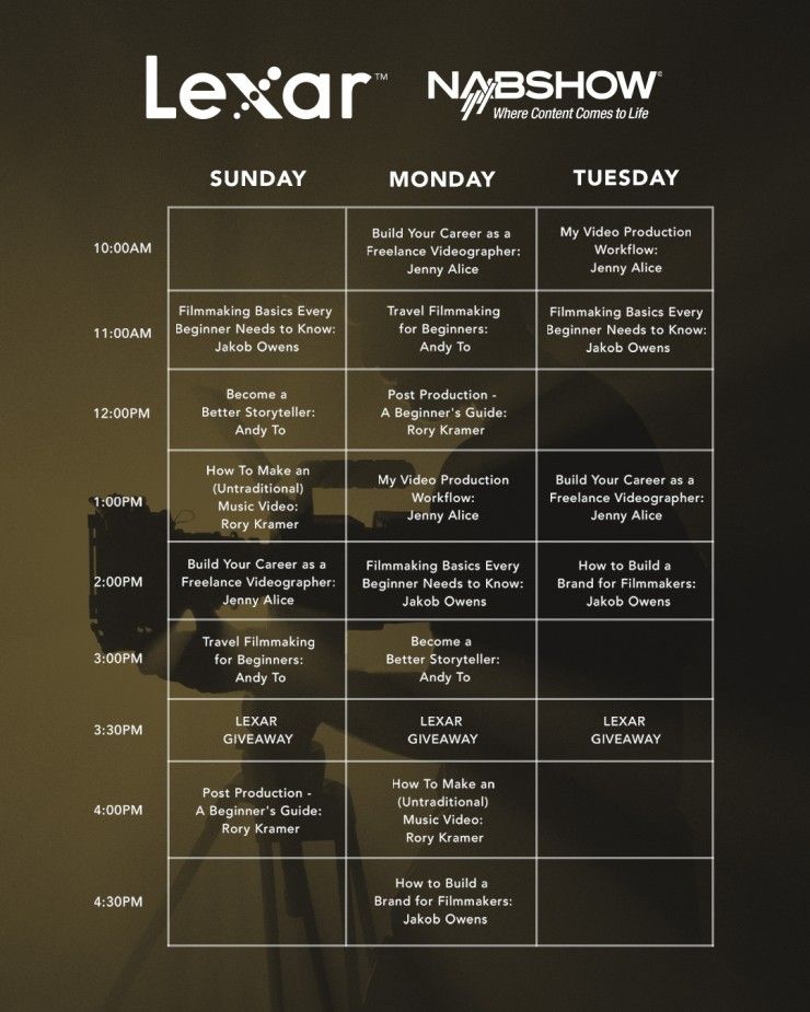 Lexar NAB 2023 Presentation Schedule