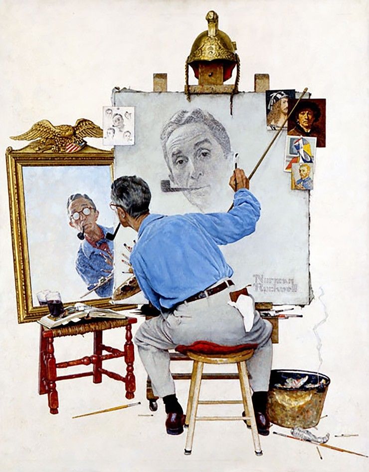 Norman Rockwell Triple Self Portrait