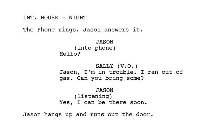 Here is how to format a phone call between two people in a screenplay