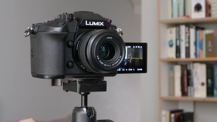 The Panasonic GH6 camera on a tripod