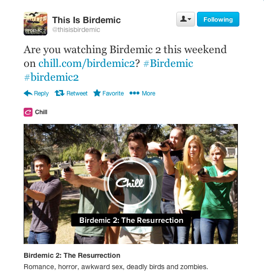 Birdemic Media Embed on Twitter Through Chill