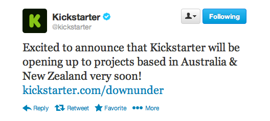 Kickstarter Aussie tweet
