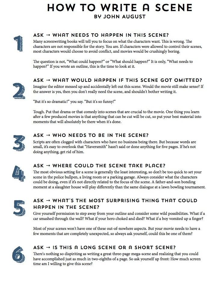 Infographic John August S 11 Step Guide To Writing A Scene